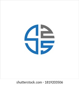 SZS Unique modern flat abstract logo design with blue and gray color.