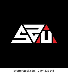 SZU triangle letter logo design with triangle shape. SZU triangle logo design monogram. SZU triangle vector logo template with red color. SZU triangular logo Simple, Elegant, and Luxurious design.