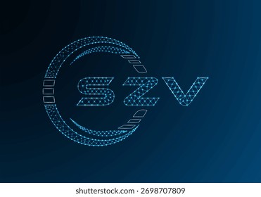 Projeto vetorial de logotipo de letra baixa SZV. SZV design de logotipo poli inferior. Logotipo poli baixo.