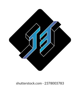 T y 3 - Monograma o logotipo. Fuente isométrica 3d para el diseño. Letra de tres dimensiones T y número 3 (tres) sobre un sustrato en forma de diamante. T3.