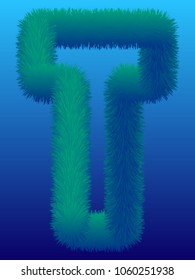 "T" 3D Fur Effect Typographic Icon On Color Background. Graphic Font For Your Design Background. Design Concept For Graphic, Banners, Presentations, Wallpaper. Vector Illustration.  Eps10