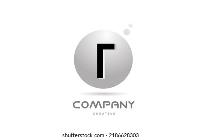 T 3d grey sphere alphabet letter logo icon design with dot. Creative template for company and business