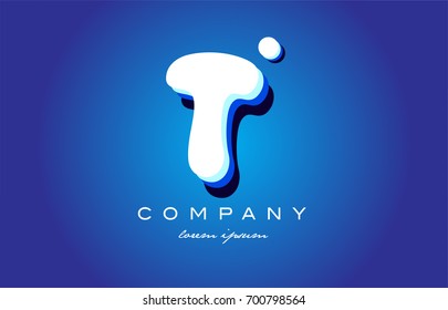 T 3d letters blue white logo vector creative company icon design template modern white
