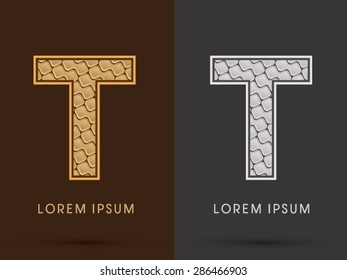 T, Abstract Font, Text, Typography, concept  luxury gold and silver pattern, graphic vector