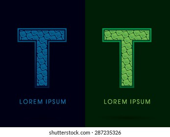 T, Abstract Font, Text, Typography, concept luxury natural blue and green, pattern, graphic vector
