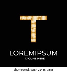 T abstract gold logo design vector
