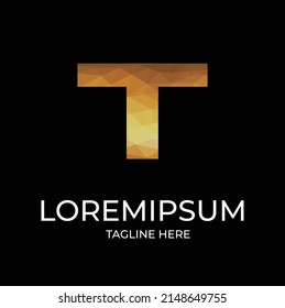 T abstract gold logo design vector