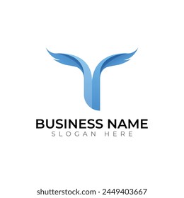 T abstract gradient colorful typography letter logo design

