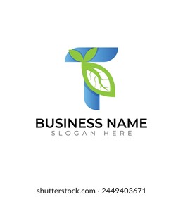T abstract gradient colorful typography letter logo design
