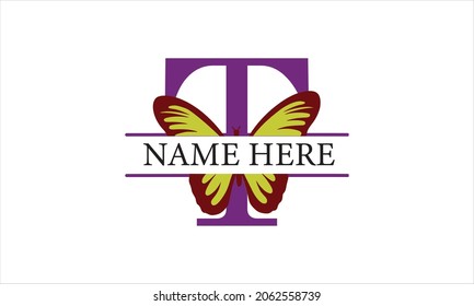 T Alphabet Butterfly abstract monogram vector logo template