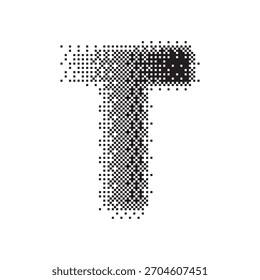  Ilustración vectorial de ícono de logotipo de efecto punteado de semitono en T