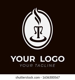 T ALPHABET INITIAL CIRCLE COFFEE LOGO TEMPLATE