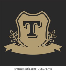 T Alphabet initials crest emblem logo