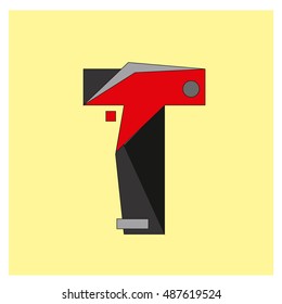 T Alphabet letter logo. Abstract Memphis style Colorful logotype vector design template.
