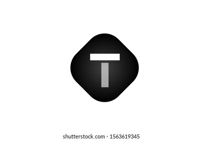 T alphabet letter logo black and white on rhombus shape design icon for company. Suitable as a logotype