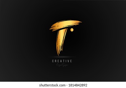 T alphabet letter logo icon in gold or golden color. Luxury brand design for company and business