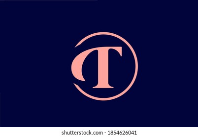 T alphabet letter logo icon in pink and blue colors. Elegant circle design for company and business