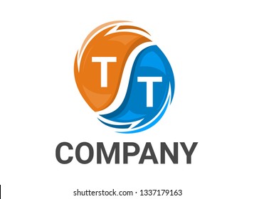 t alphabet text type initial iconic logo design illustration in twister swirl wind spiral rotation like black hole in colorful color