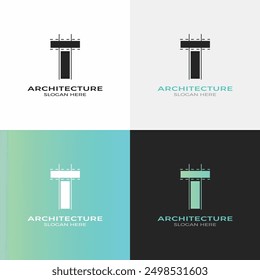 T Architecture letter logo design vector  