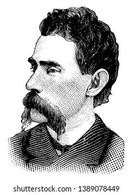 T. B. Barry, he was prominent among the knights of labour union, vintage line drawing or engraving illustration