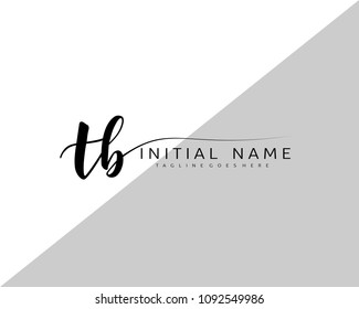T B Initial handwriting logo vector. Hand lettering for designs.