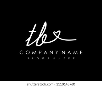 T B Initial handwriting logo vector