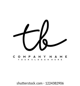 T B Initial handwriting logo vector