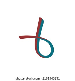 t and b initials. two cursive letters combined. business logo. color monogram. brand identity design element. handwritten sign. vector template. blue and maroon illustration. text logotype