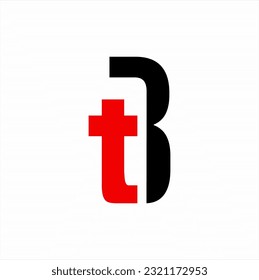 T B letter logo design with cross.