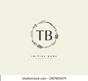 T B TB Beauty vector initial logo, handwriting logo of initial wedding, fashion, jewerly, heraldic, boutique, floral and botanical with creative template for any company or business.