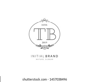 T B TB Beauty vector initial logo, handwriting logo of initial signature, wedding, fashion, jewerly, boutique, floral and botanical with creative template for any company or business.