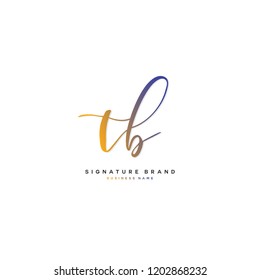 T B TB Initial letter handwriting and  signature logo concept design