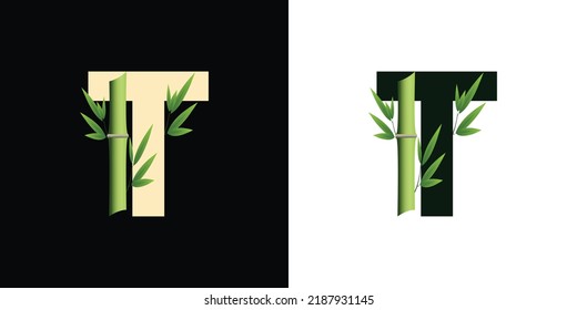 t bamboo logo icon design with template creative initials based lettes