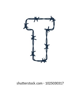 T Barbed Wire Letter Logo Icon Design