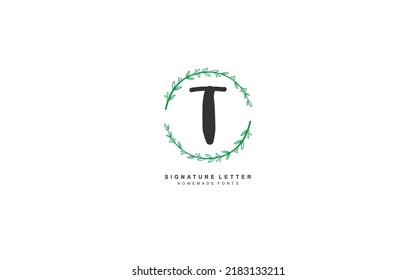 T beauty floral logo design inspiration. Vector letter wedding template design for brand.