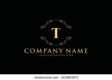 T Beauty vector initial logo, handwriting logo of initial signature, wedding, fashion, jewerly, boutique, floral and botanical with creative template for any company or business.