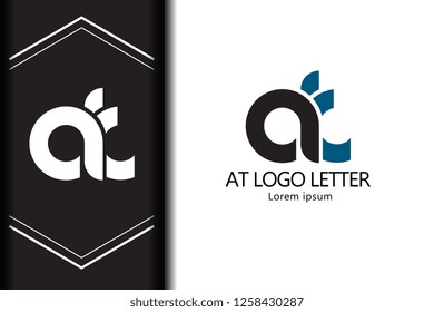 at a t black blue white lowercase modern creative alphabet for company letter logo design vector icon template - Vector