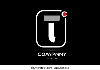 T black white alphabet letter logo icon design with japanese style lettering and red dot. Creative template for company and business 