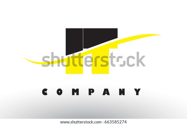 IT I T  Black and Yellow Letter Logo with White\
Swoosh and Curved Lines.