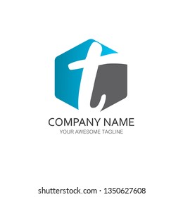 T blue grey Letter Logo 