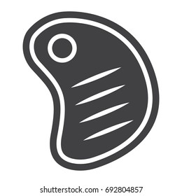 T bone beef steak glyph icon, food and drink, barbecue sign vector graphics, a solid pattern on a white background, eps 10.