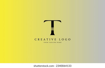 T brand minimal professional creative black logo design for all kinds of business with gradient background template.