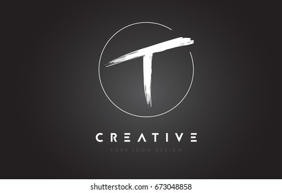 T Brush Letter Logo Design. Artistic Handwritten Brush Letters Logo Concept Vector.