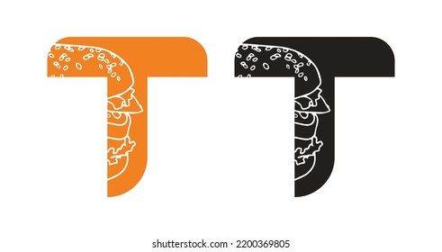 T Burger Logo Vector Icon Symbol Template. Burger Logo Vector. Food Logo