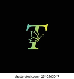 T butterfly Logo Design Vector illustration template, T butterfly logo