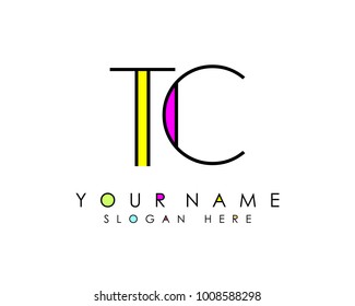 T & C initial minimalist logo template vector