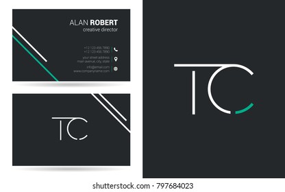 T & C joint logo stroke letter design with business card template