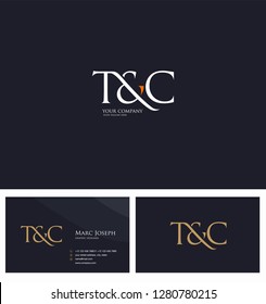 T & C Letters Joint Logo Icon And Business Card Vector Template.