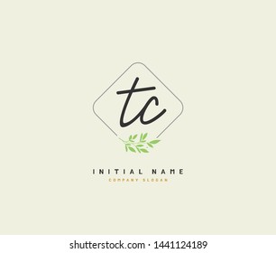 T C TC Beauty vector initial logo, handwriting logo of initial signature, wedding, fashion, jewerly, boutique, floral and botanical with creative template for any company or business.