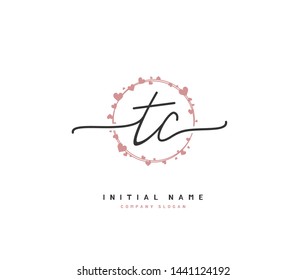 T C TC Beauty vector initial logo, handwriting logo of initial signature, wedding, fashion, jewerly, boutique, floral and botanical with creative template for any company or business.